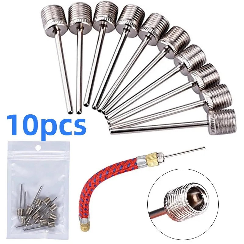 Ball Inflating Needle 10Pcs Ball Air Needle Stainless Steel Pump Pin Basketball Inflating Pump Needle Football Inflatable Air Valve Adaptors Nozzle