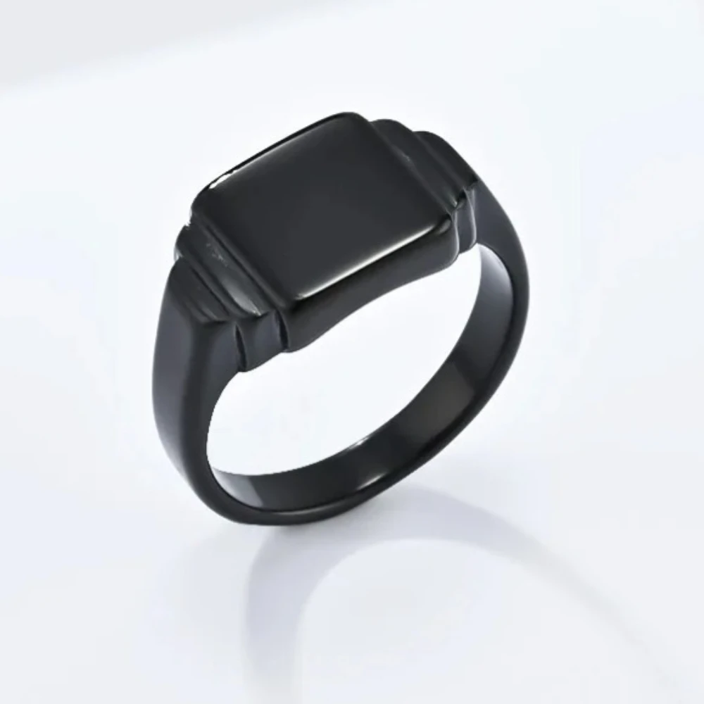 INS anelli con superficie liscia quadrata geometrica semplice, dito donna uomo in acciaio inossidabile, gioielli alla moda - immagine 2