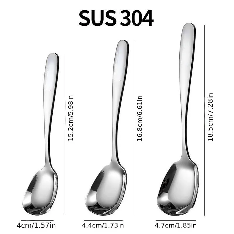 Stainless Steel Spoon 5pcs 304 Stainless Steel Spoon Soup Spoons Coffee Spoon Dessert Kitchen Utensils