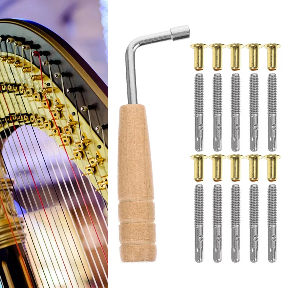 Professional Lyre Harp Part Strudy Peg Optional Wrenches Or Needle Nails Pin Metal Fixing Musical Instrument Instruments Parts