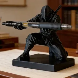 3D Printed Multi - Functional Desktop Organizer and Pen Holder: Creative Gift and Cultural Decoration (Black with base)