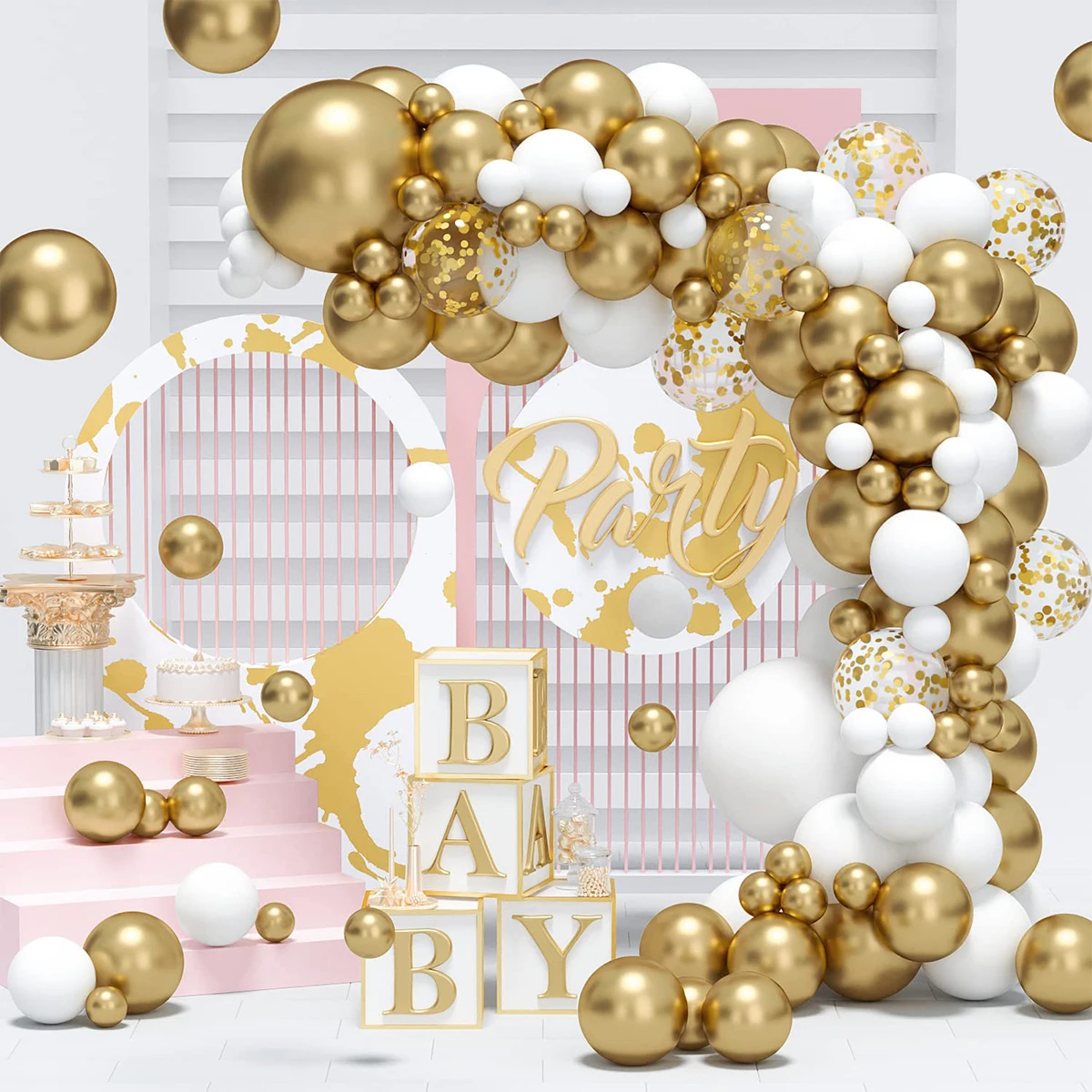 Bianco Argento Oro Palloncino Ghirlanda Arco Kit Matrimonio Festa Di Compleanno Decorazione Bambini 1 ° Compleanno Ballon Baby Shower Coriandoli Baloo