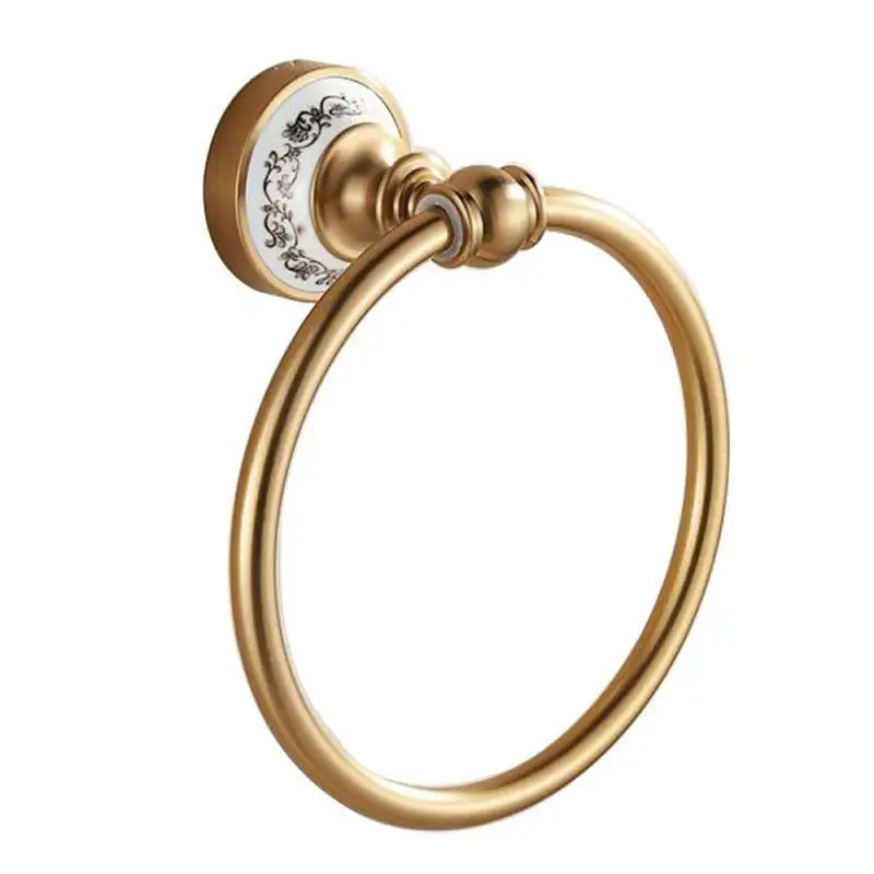 Bathroom Wall Mounted Round Towel Rings Towel Rack Gold Blue And White Porcelain Towel Ring Towel Rack Kitchen Storage