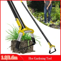 Hoe Gardening Tool 1.2/1.6m Stainless Steel Sharp Stirrup Ring Hoe with Triangle Head Gardening Loose Soil Weeding and Loosening 1