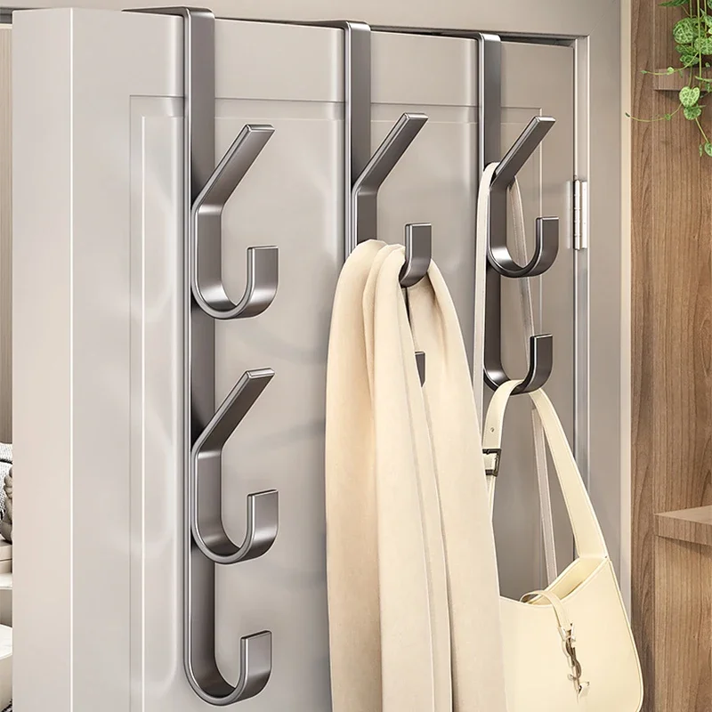 Behind The Door Hanger 3/5/7 Clothes Coat Hat Hooks for Bedroom Dormitory Home Carbon Steel Organizer Rack Storage Accessories