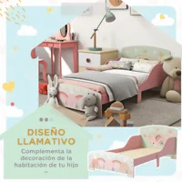 Lit pour enfants Zonekiz 143X77X60 cm Lit pour enfants de 3 à 6 ans avec barrières de protection et motifs Max. Charge 40 kg Rose 3