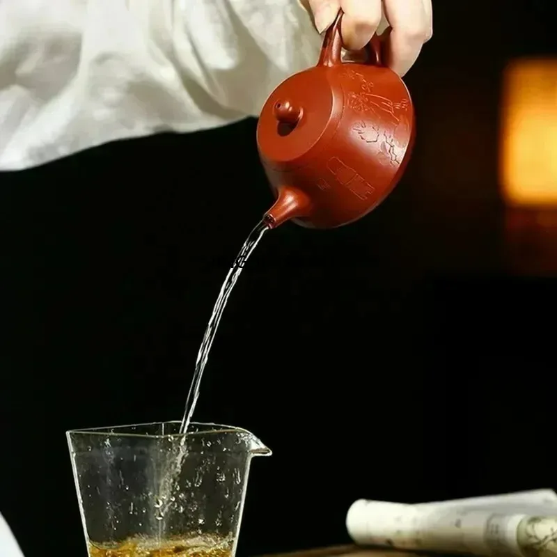 180ml Yixing Yixing Yixing Purple Clay Pot Raw Ore Dahongpao Mudstone Spoon Beauty Tea Pouring Pot Purple Clay Tea Set