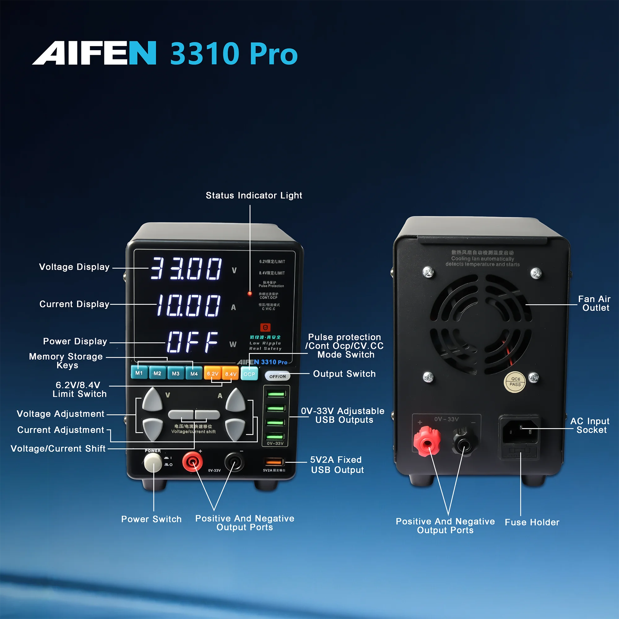AIFEN 3310PRO Power Supply 33V/10A 5