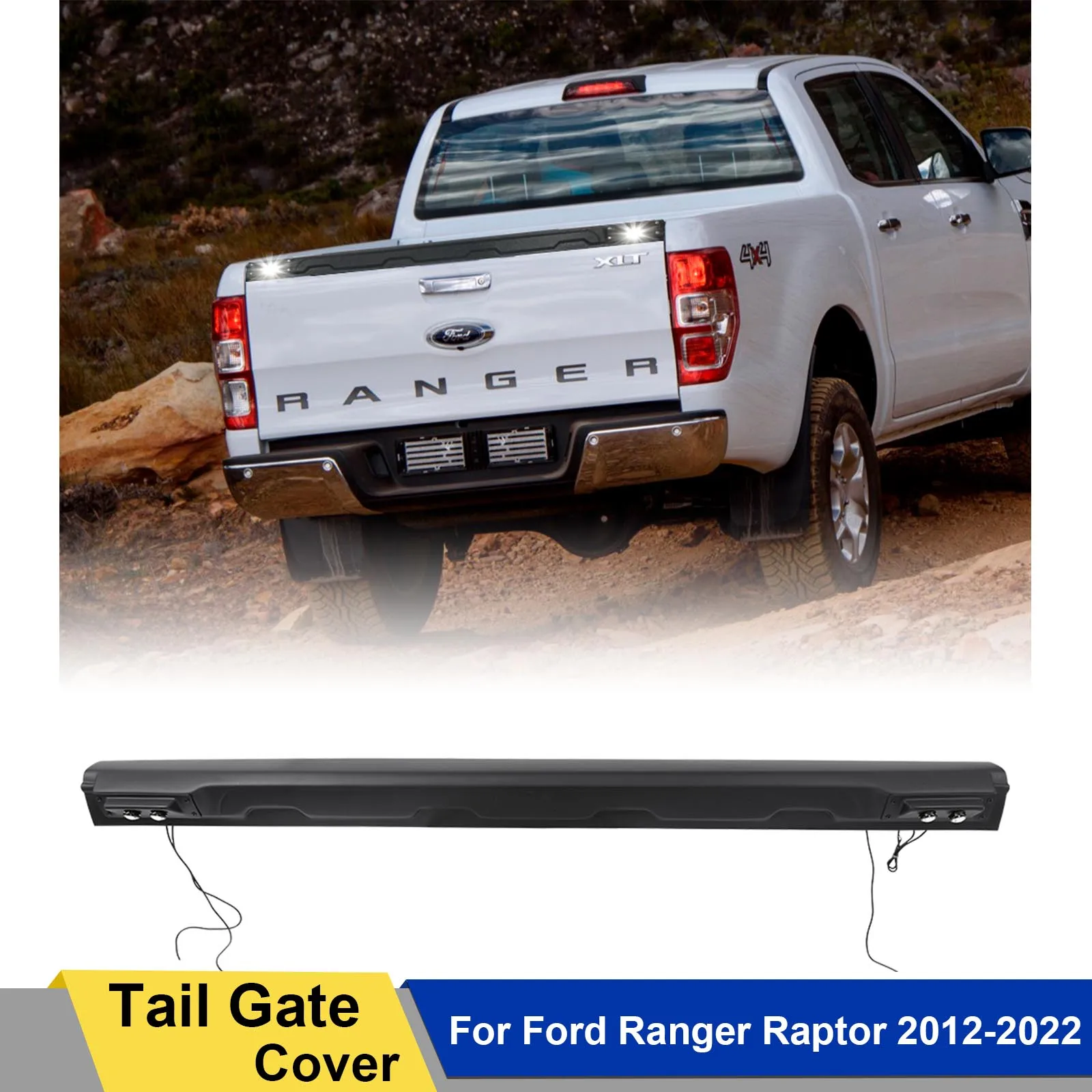 

LED Styling Tailgate Cover for Ford Ranger Raptor 2015-2022 model Tailgate Guard Cap Protector Cover 4X4 Car Accessories parts