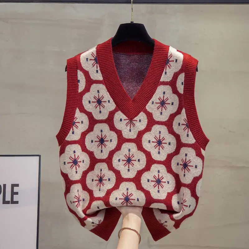 

Женский жилет, осенняя верхняя одежда, новинка 2024, вязаный женский осенне-зимний свитер, пальто в Корейском стиле с V-образным вырезом E1171