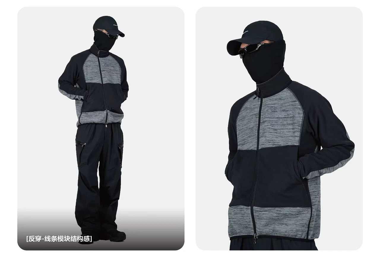 Reindee Lusion 25aw Two-side PolartecThermalPro fleece inner jacket stand collar x-shape cut back techwear gorpcore