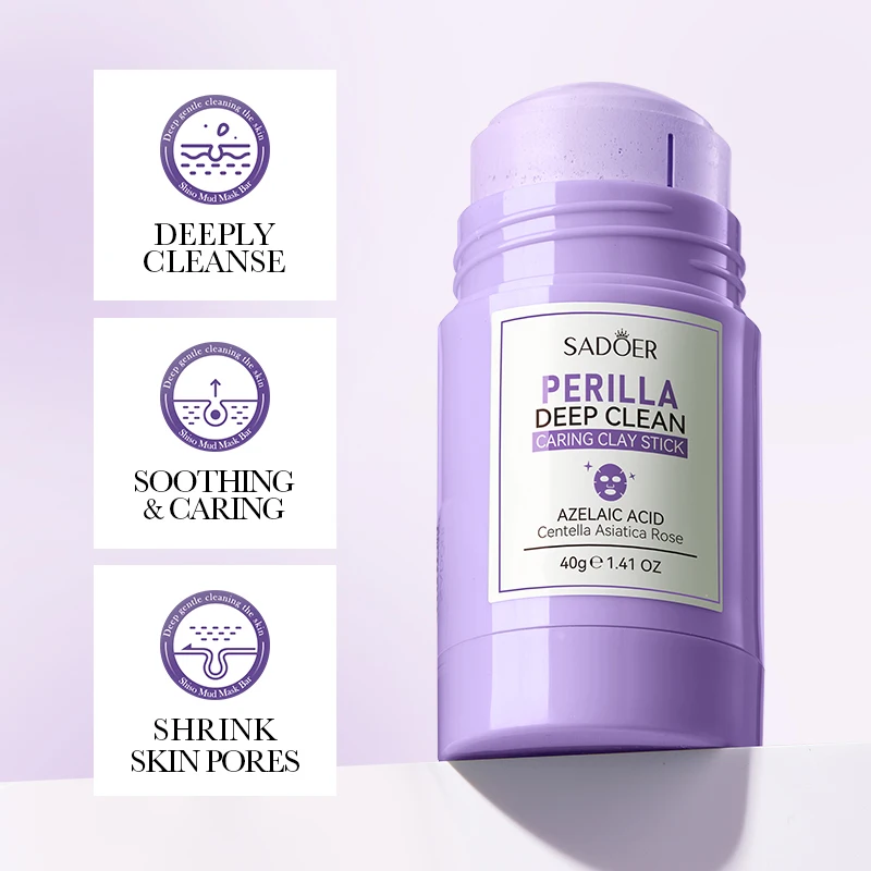 SADOER Turmeric Perilla Mud Face Mask Stick Clay Facial Masks Moisturizing Remove Blackhead Anti-aging Facial Mud Masks