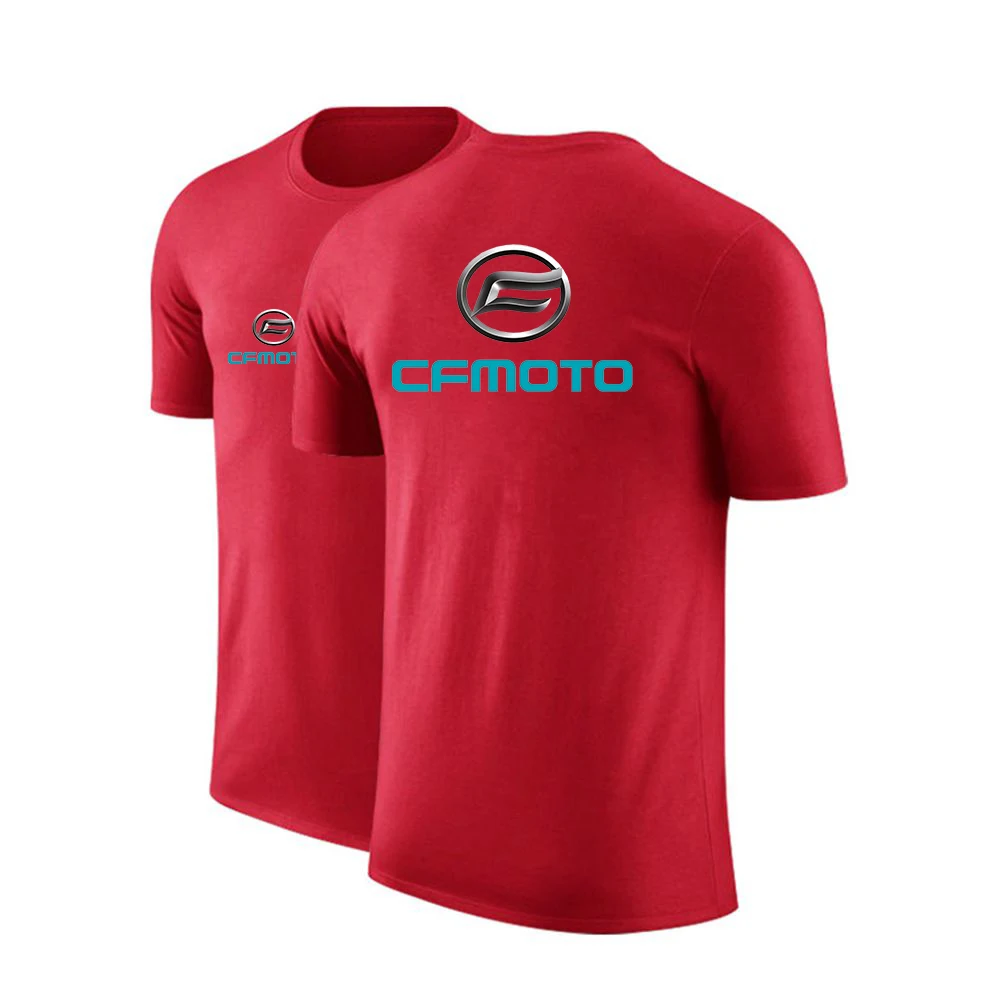 2023 New Summer Cfmoto Logo Print Ordinary Round Neck Comfortable Short Sleeve Men's Breathable Loose Casual Solid Color Tee Top