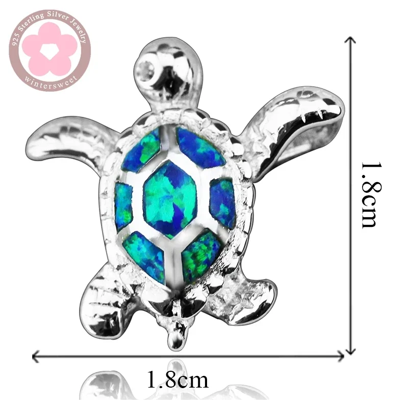 JLP-039-L Turtle Shape Charm Pendant Real 925 Sterling Silver Pendant Blue Opal Fine Jewelry Necklace Pendants for Men & Women