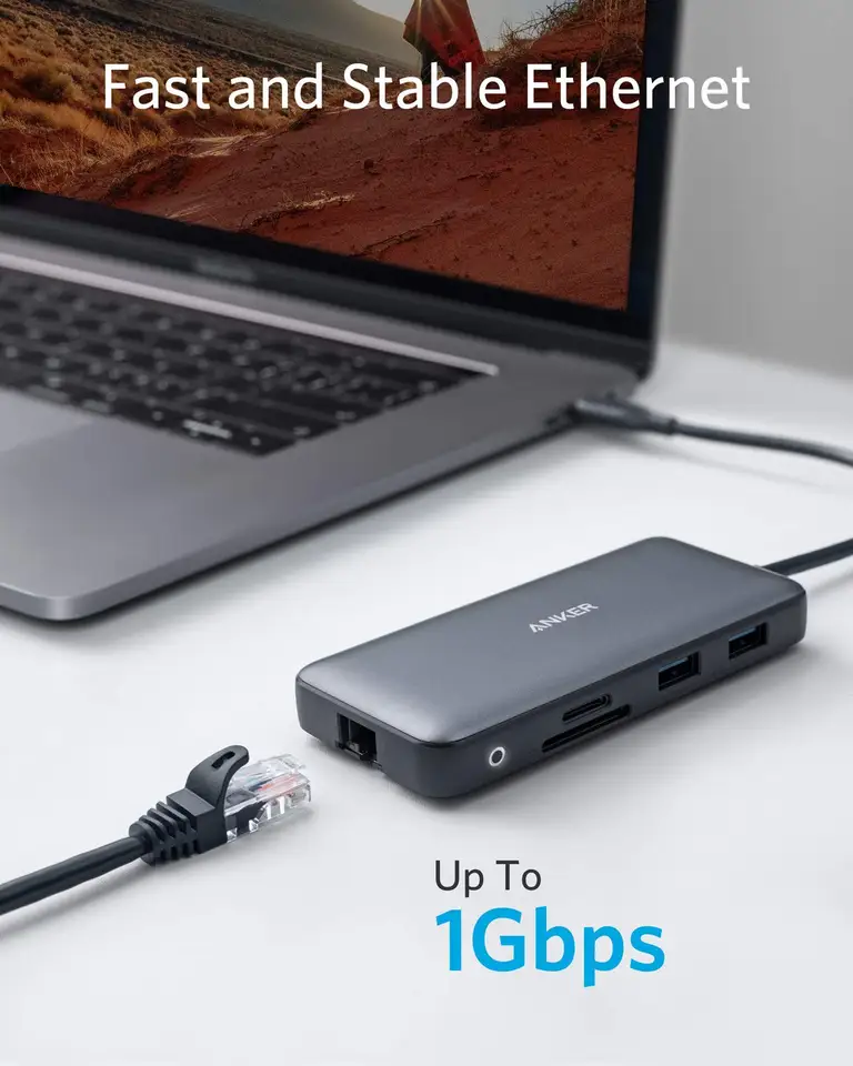 Anker USB C Hub, PowerExpand 8-in-1 USB C Adapter, with Dual