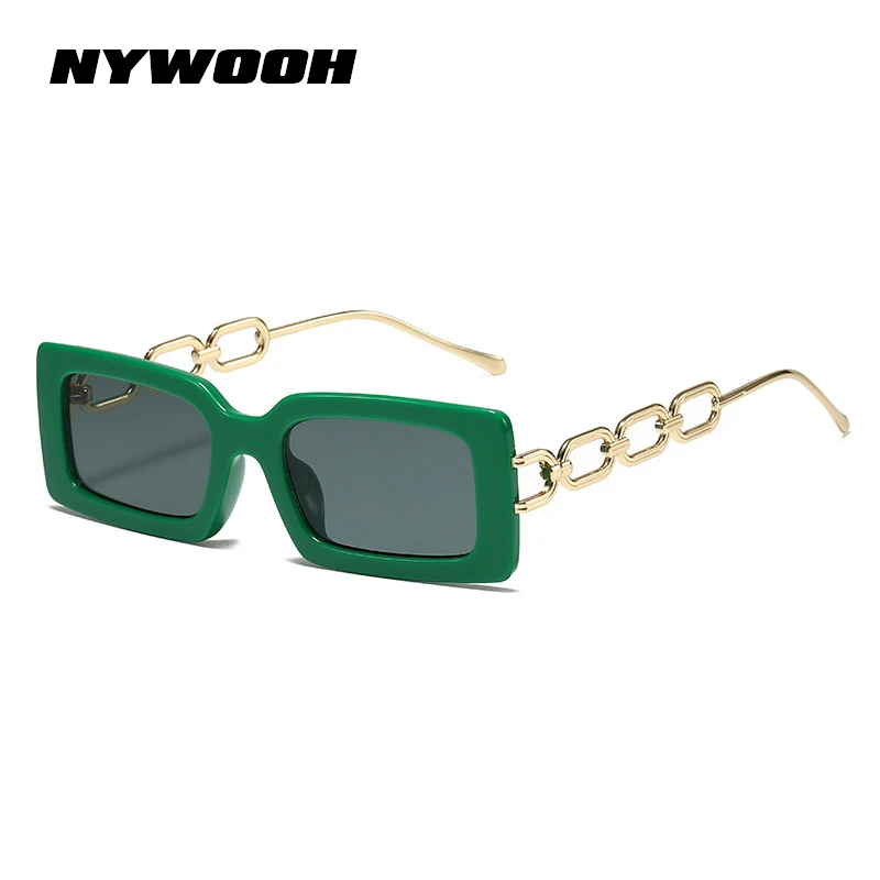 

NYWOOH Fashion Rectangle Sunglasses Women Men Vintage Small Eyewear Female Luxury Brand Personality Chain Design Sun Glasses