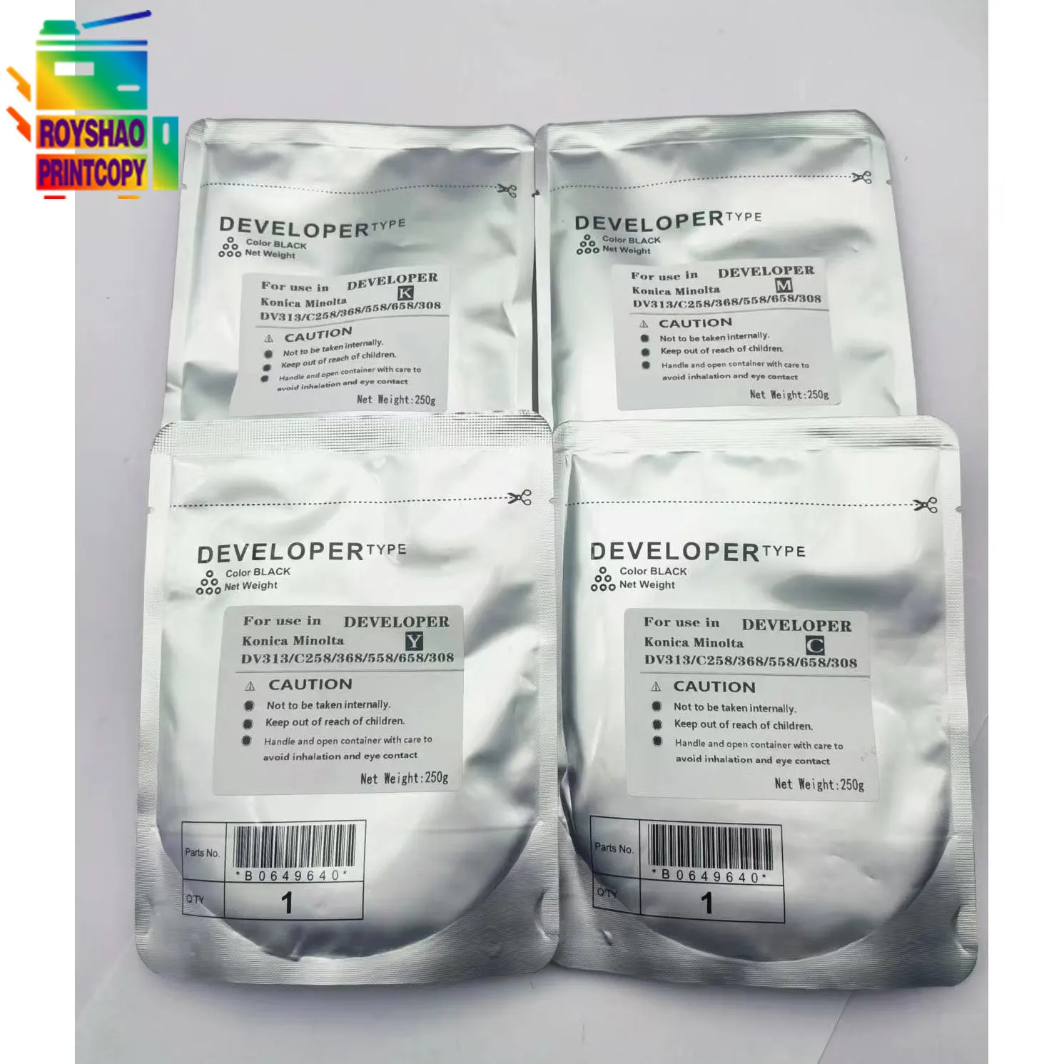 

1set DV313 DV-313 C258 Developer Iron Powder CMYK for Konica Minolta Bizhub C308 C368 C458 C558 C658 C 258 308 368 458 558