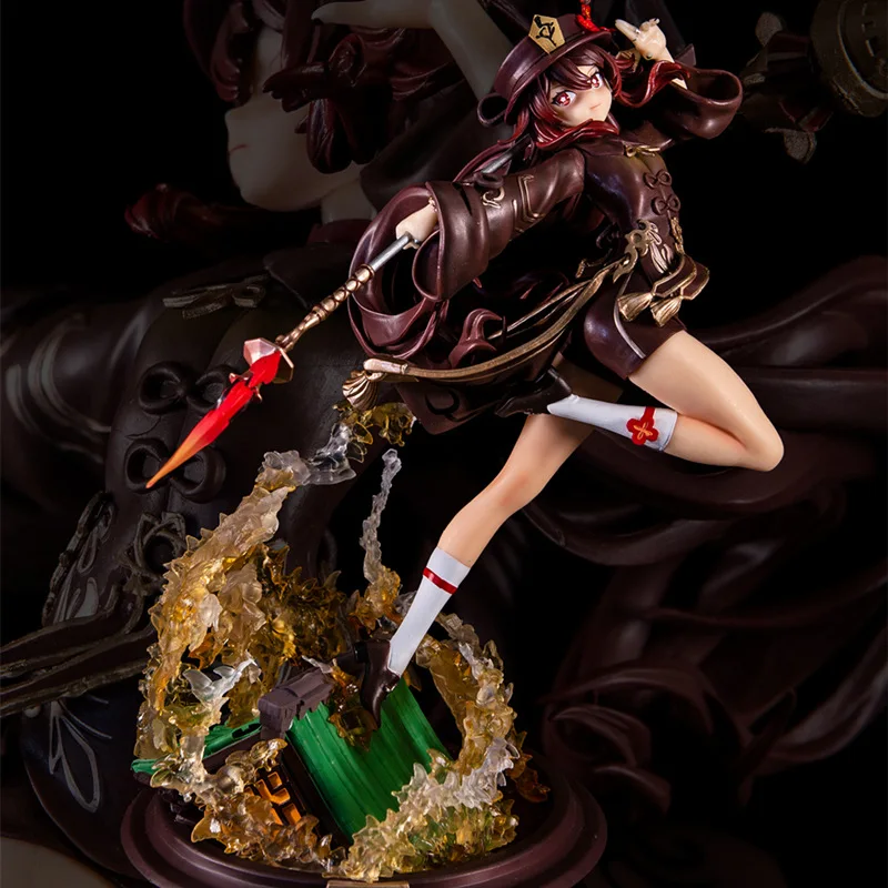 

28cm Genshin Impact WF Hu Tao Action Figure Toys Anime Game Peripheral Fighting Form Sexy Collectible Model Figurines Doll Gifts