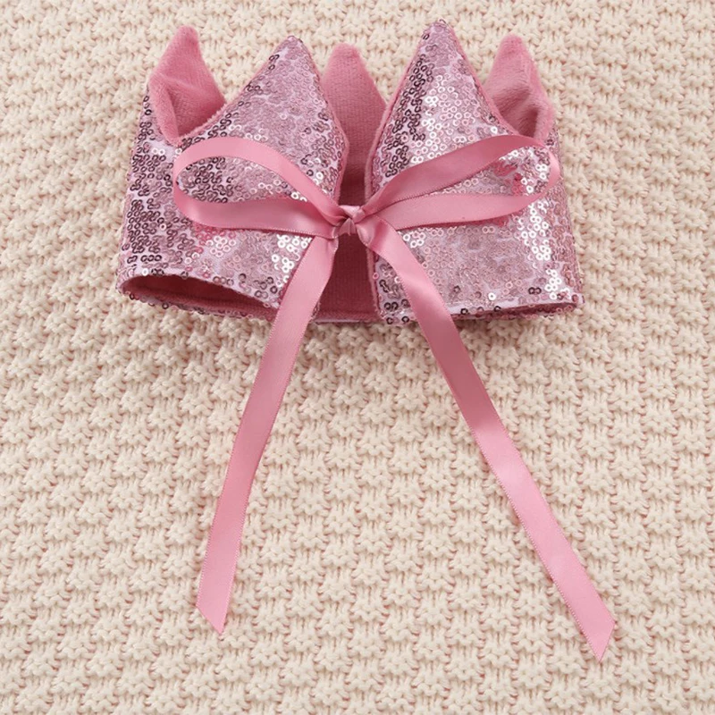 Baby Crown Hat Shower Girl Glitter Pink Crown Birthday Party Headwear Stage Performance Headband Star Fairy Stick Princess Cosplay Prop
