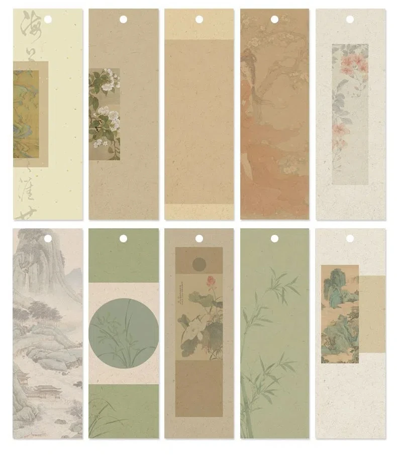 DIY Xuan Papier Lesezeichen chinesische kulturelle Kreation traditionelle chinesische Malerei Lesezeichen Retro leere Handschrift Karte Lesezeichen – Detail 5