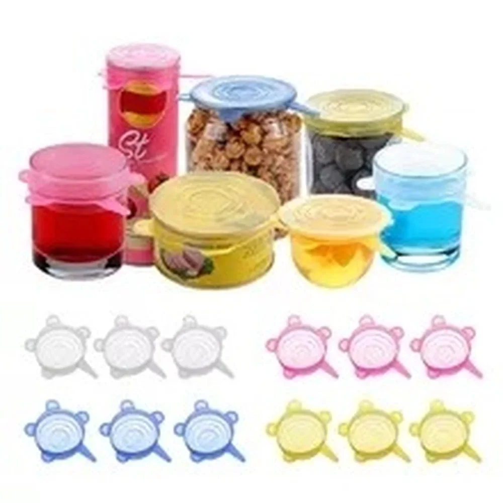 Food Cover Silicone Stretch Lids 13PC Reusable Durable for Cups Small Bowls Soda Can Oui Yogurt Jars