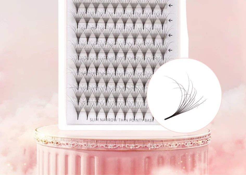Neue Ankunft Doppelschichten Vorgefertigte Volumen Flufferfächer Wimpern Russisches Volumen Doppelschichten Fächer Vorgefertigte Fächer Wimpernverlängerungsfächer – Detail 3
