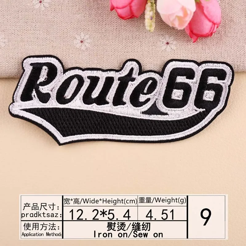 Toppa termoadesiva Route 66 - Distintivo ricamato vintage per