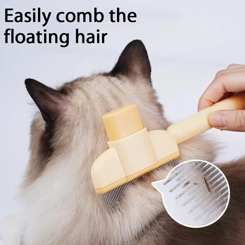 Self-Cleaning Stainless Steel Pet Grooming Brush for Cats & Dogs - One-Click Hair Removal Comb for Long & Short Hair, Durable Ba 4