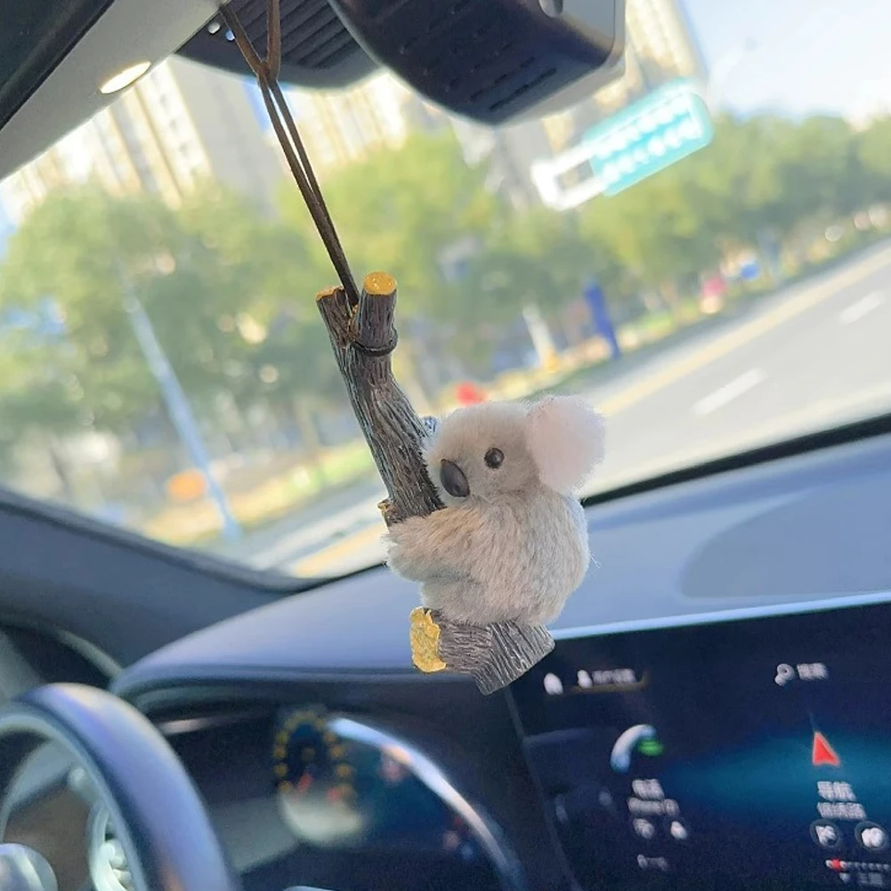 귀여운 코알라 자동차 장식품 창의적인 백미러 펜던트 체인 자동차 내부 장식 액세서리