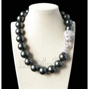 Collier de perles rondes en coquillage noir de mer du sud, bijoux à la mode, énorme taille de 20mm, 18 pouces, livraison gratuit