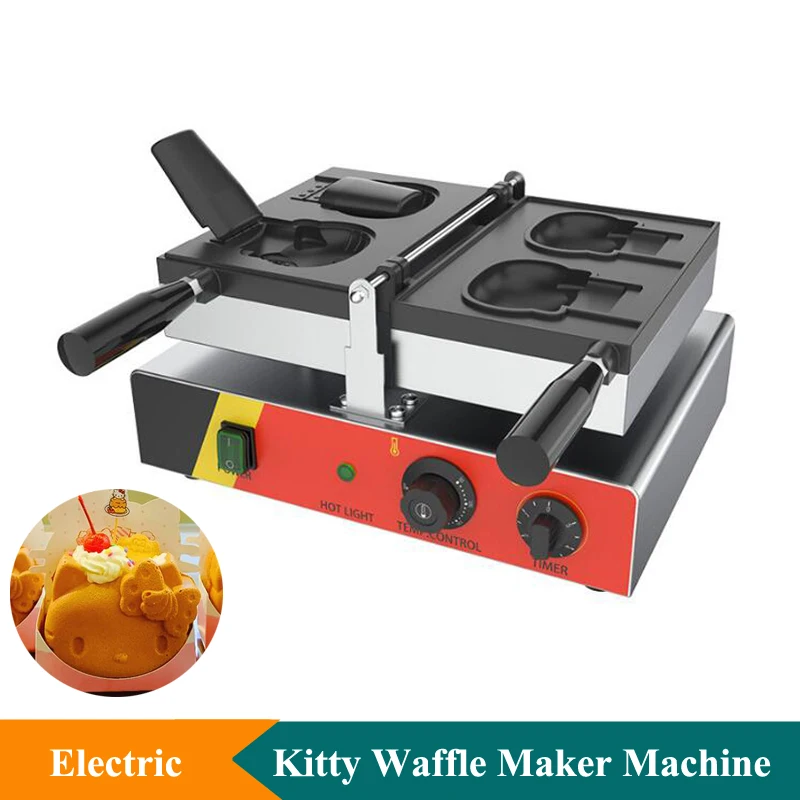 Ice Cream Cone Kitty Waffle Machine 110V 220V Electric Kitty Cat Bread Waffle Machine Open Mouth Waffle Maker Machine