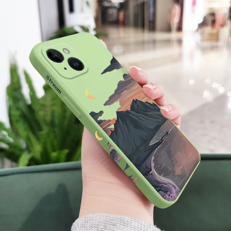 Elegant River-Inspired Silicone Phone Case - Timeless Design Cover