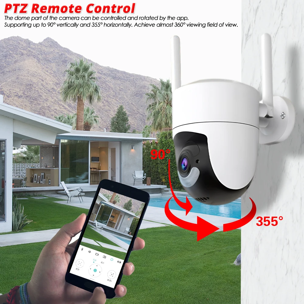 투야 5MP HD H.265 PTZ WiFi IP 카메라 8채널 무선 10.1인치 LCD 모니터 NVR 키트 가정용 보안 비디오 감시 카메라 시스템