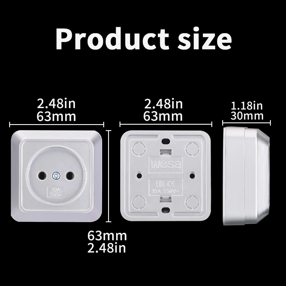 Wall Socket electrical socket,power socket,extension sockets Silvery Europe Exterior Flame Retardant