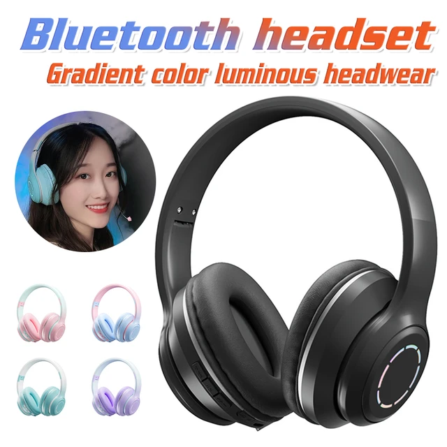 Dobrável sem fio bluetooth fone de ouvido com microfone led luz grande  fones de ouvido jogo capacete música estéreo fone para celular portátil -  AliExpress