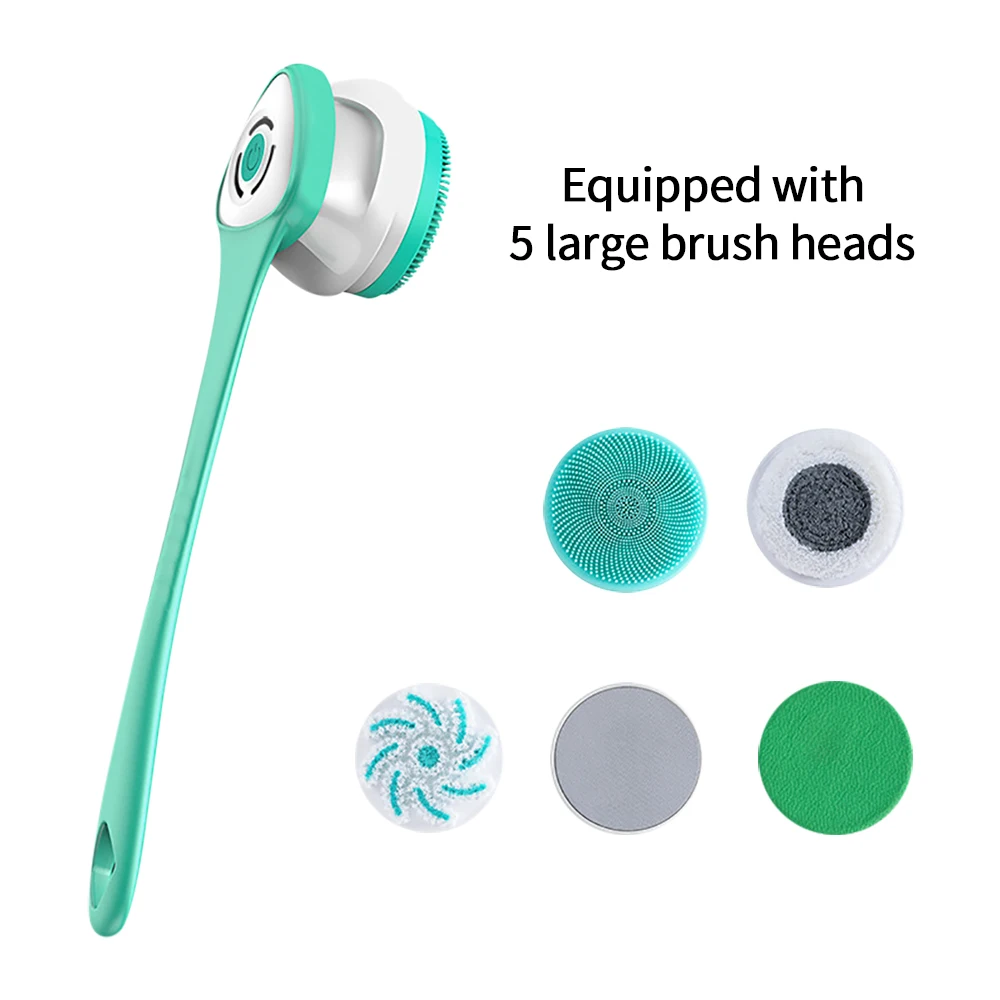 Electric Shower Brush Multifunctional Waterproof Body Cleaning Tool Long Handle Shower Brush Electric Massage