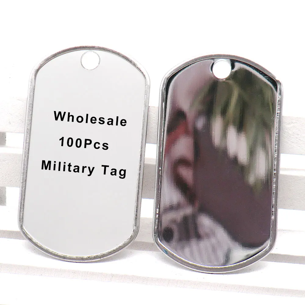100Pcs Dog Tag Pet Tags Stainless Steel Name Pendant Blank Dog