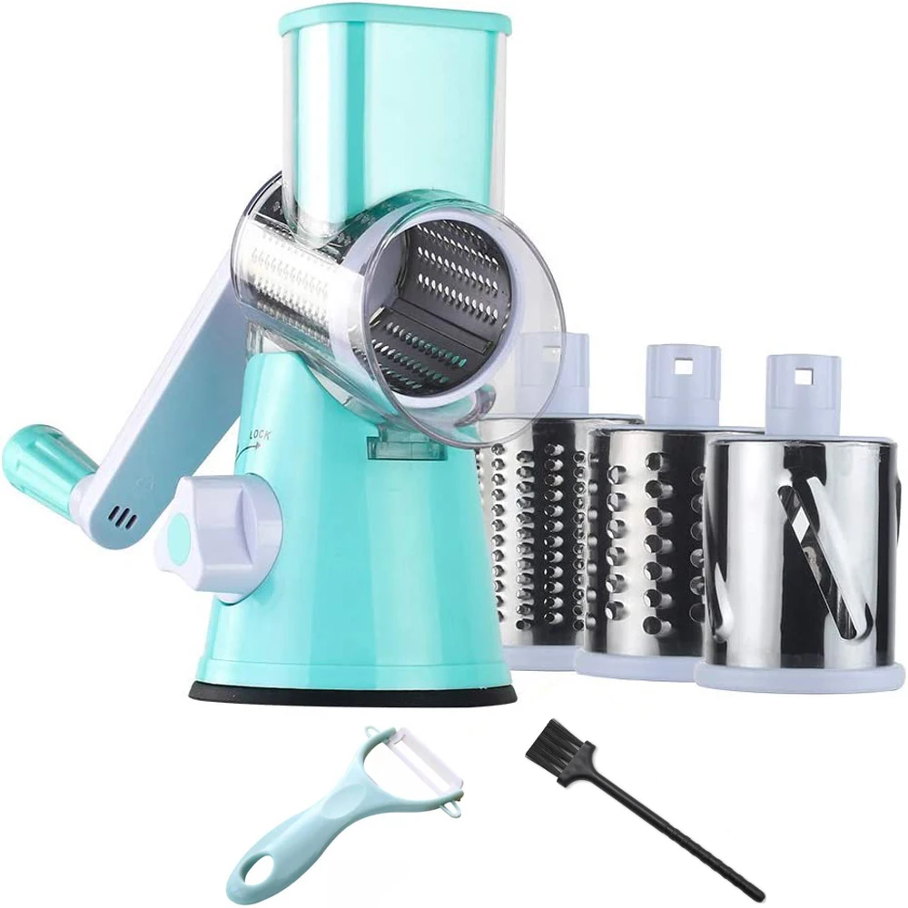 

Rotary Cheese Grater Shredder Kitchen Round Mandolin Slicer Grinder for Potato Vegetable Walnut Nut Carrot Garlic Radish