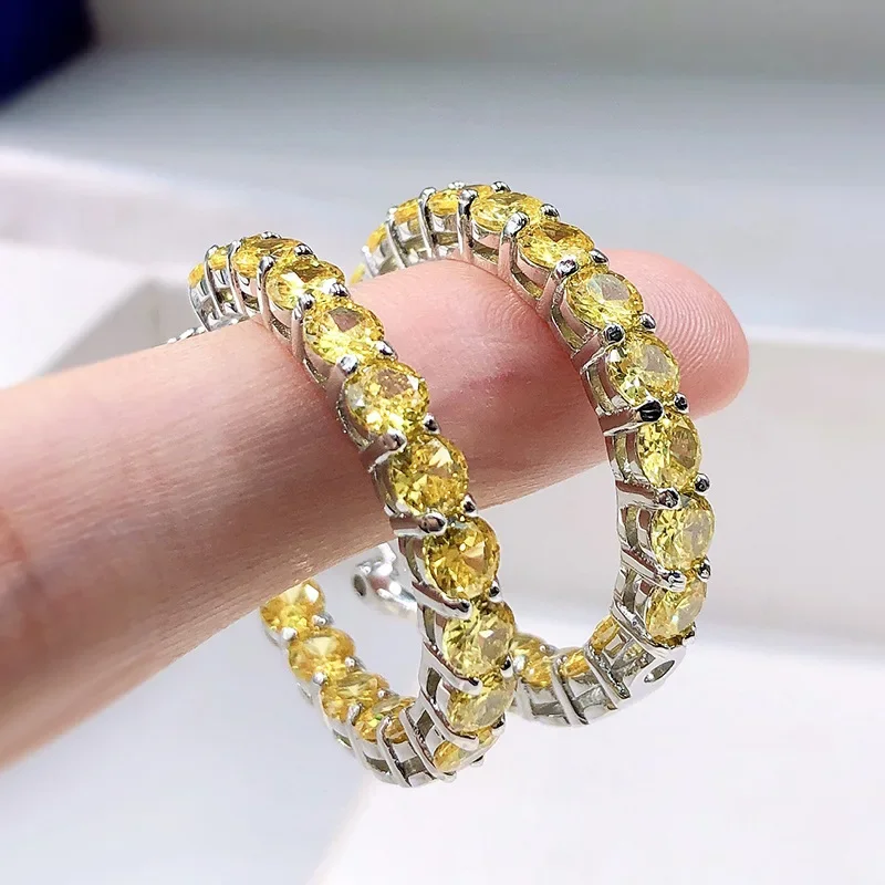 

Серьги-кольца женские из серебра 100% пробы с топазом