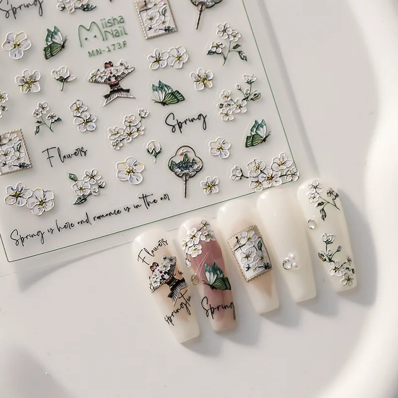 

[Meow.Sensei] Three-Dimensional Thin Tough Relief Nail Stickers Thin Transparent Nail Sticker Nail Jewelry Mn Joint-Name Series