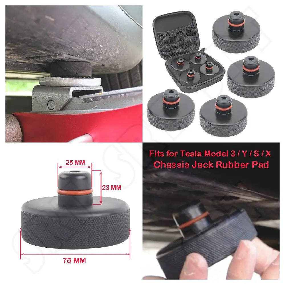 

4 PCS Car Jack Rubber Pads Fits for Tesla Model 3 S X Y Model3 ModelY ModelS ModelX Auto Chassis Lifting Protection Sliders