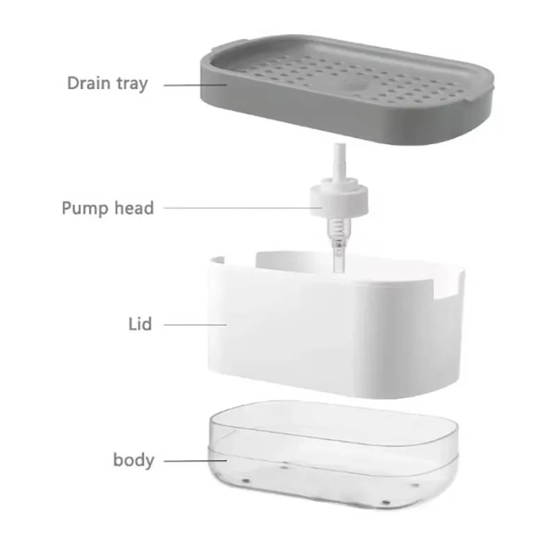 Soap Dispenser Box Press Dispenser Scrubbing Liquid Container Kitchen Bathroom Automatic Detergent Foam Box With Sponge Holder soap dispenser,soap liquid box,pressing soap liquid box