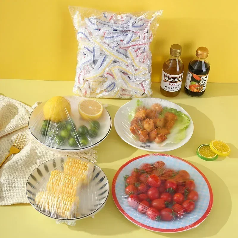 Food Cover Fresh Keeping Bags Plastic Food Storage Bags Plastic Food Cover Disposable Food Cover Food Storage Bags 50/100/200PCS Disposable Plastic Bag Charlotte Food Cover