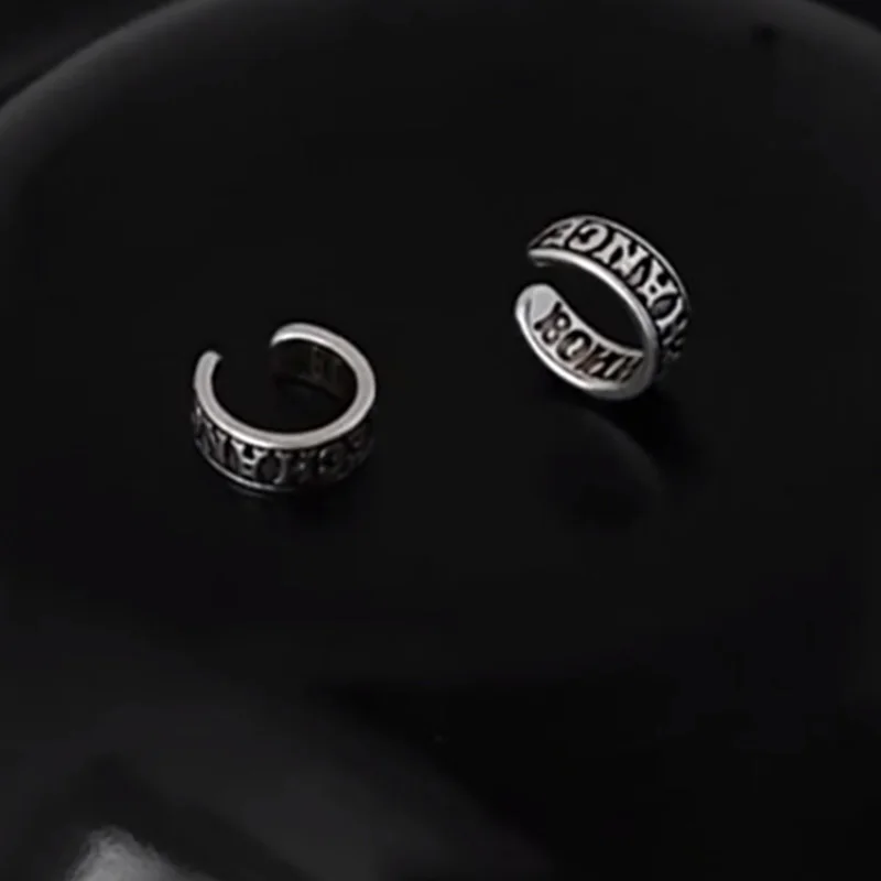 Retro Good Fortune Clip On Earrings For Men Non Pierced Ear Clips Punk Gothic Rock Hiphop Unisex Designer Jewelry Gift For Lover