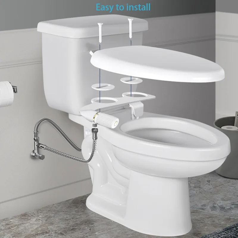 Non-Electric Lightweight Adjustable Water Pressure Dual Nozzle Bidet