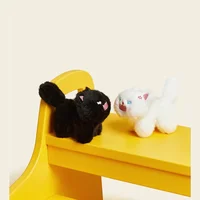 Creative Cartoon Black White Cats Animals Soft Stuffed Plush Exquisite Kawaii Backpack Decoration Keychain Birthday Gifts Kids 1