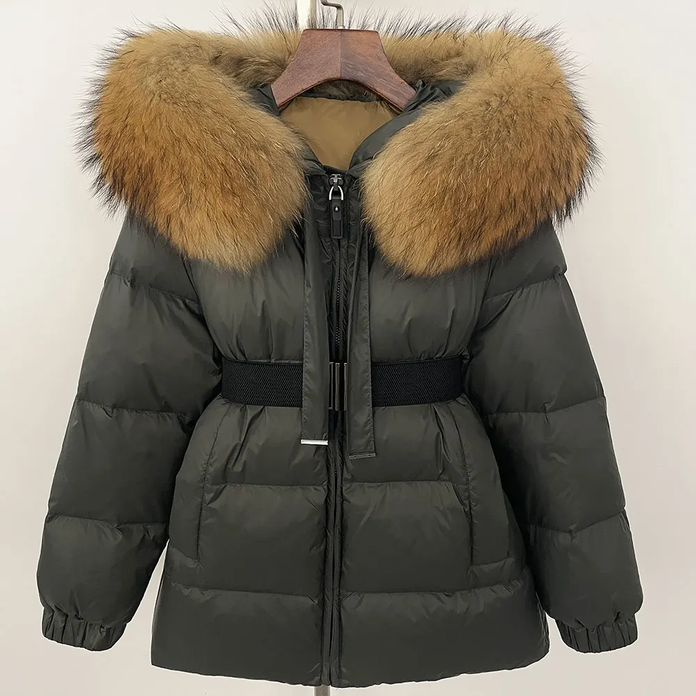 Parka à capuche imperméable en fourrure de renard pour femme