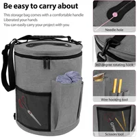 Sac au crochet de grande capacité : rangement du fil, organisateur d'aiguilles à tricoter, sac fourre-tout au crochet avec poche avant pour fil, crochets, aiguilles 4