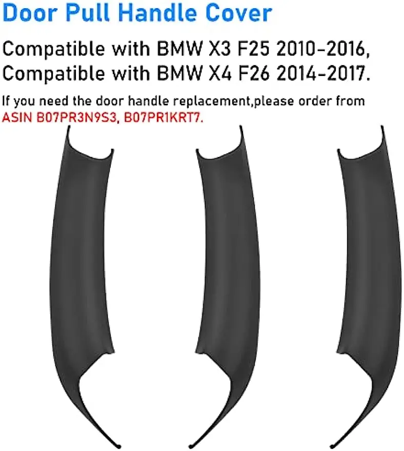 3 Pcs X3 X4 F25 F26 Coperture Della Maniglia Della Portiera Dell'Auto, Coperture Della Maniglia Della Porta Nera Per Bmw X3 F25 2010-2016, Per Bmw X4 
