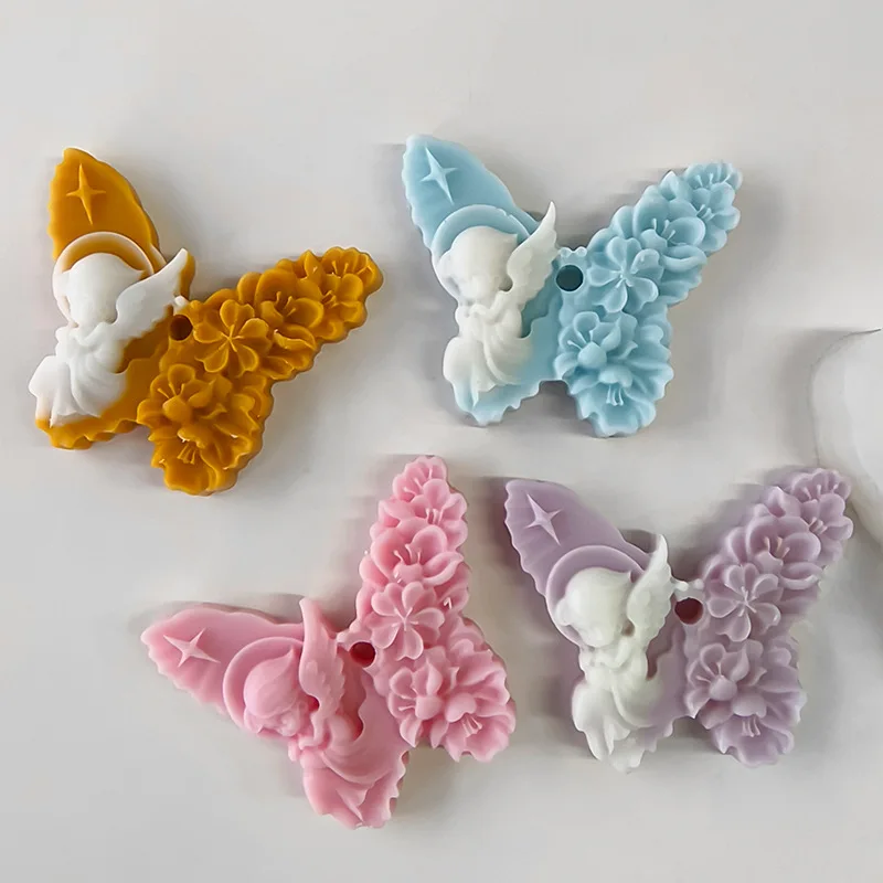 DIY Butterfly Angel Aroma Candle Silicone Mold Butterfly Soy Wax Candle Plaster Resin Ornament Molds Handmade Soap Mould